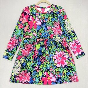Lilly Pulitzer Dress Girls XL 12 14 Festive Fantasy Floral Knit A-Line Colorful‎